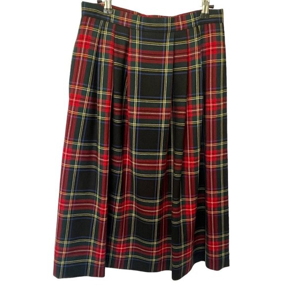 Lands' End Dresses & Skirts - Lands End Womens Petite 12 Lined Wool Midi Skirt Tartan Plaid Preppy Academia